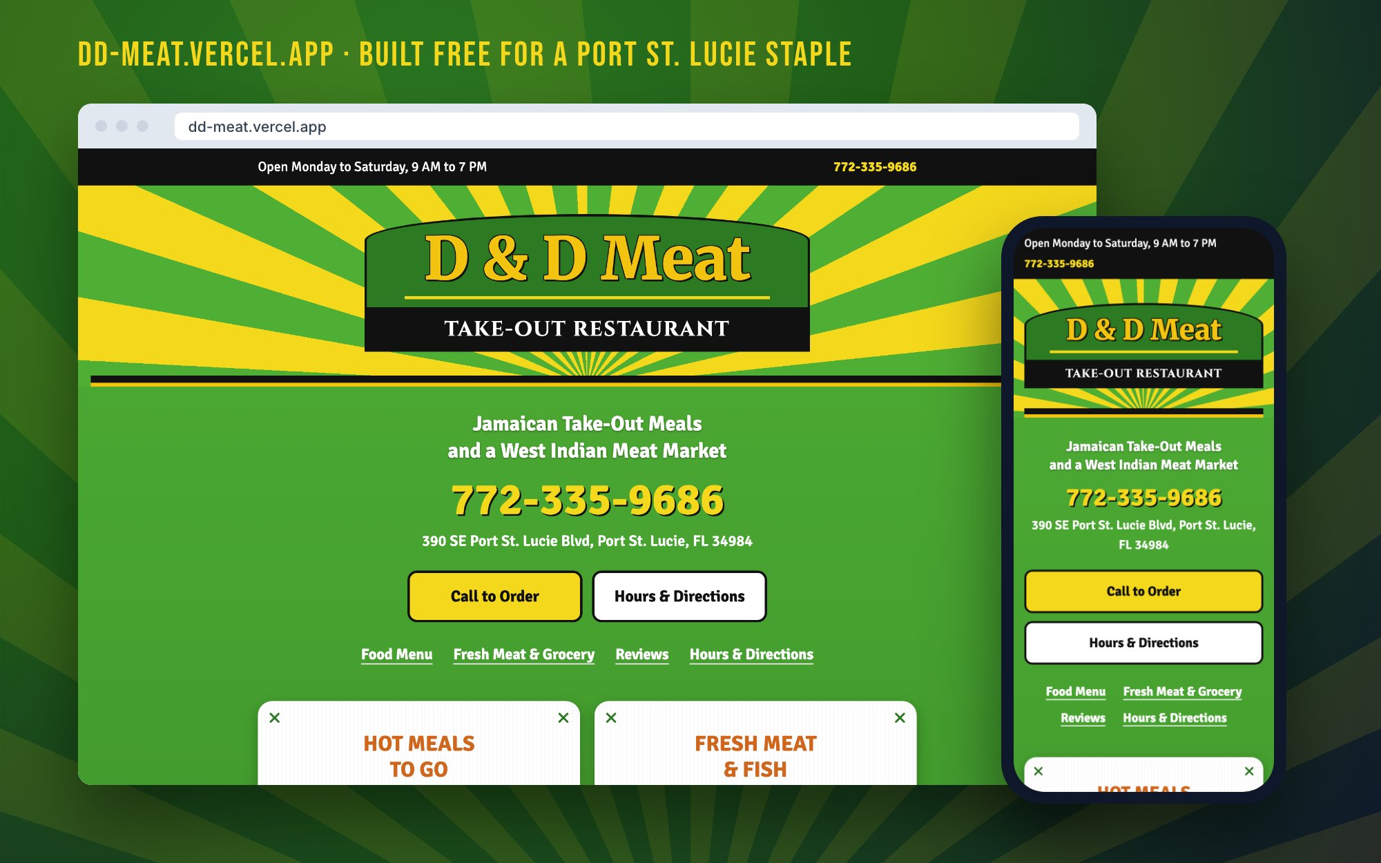 The new D&D Meat website shown on a laptop and a phone